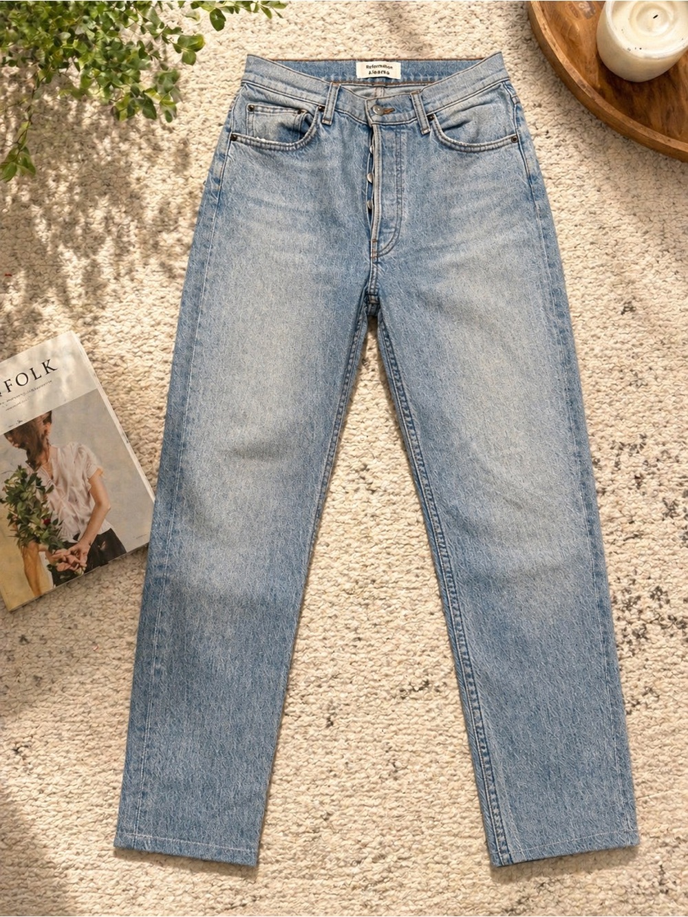 Reformation Jeans Women’s size 26 light wash high rise cropped button fly denim